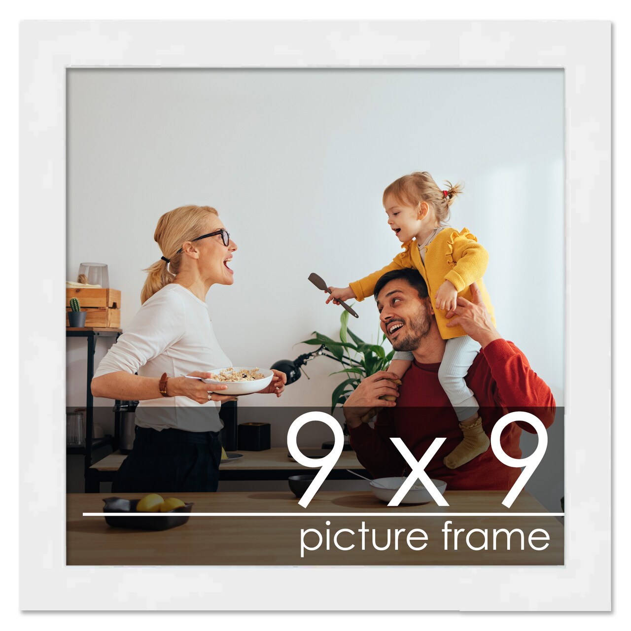9x9 Solid Wood Picture Frame with UV-Resistant Acrylic & Acid-Free Backing, Available in 6 Finishes: Matte Black, Matte White, Metallic Bronze, Silver, Natural Wood Grain & Mahogany